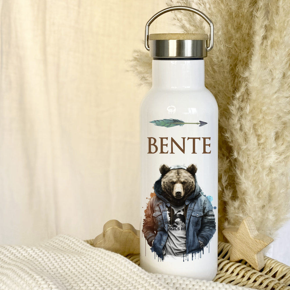 Kinder Trinkflasche Bär als Geschenkidee für Jungen mit Namen