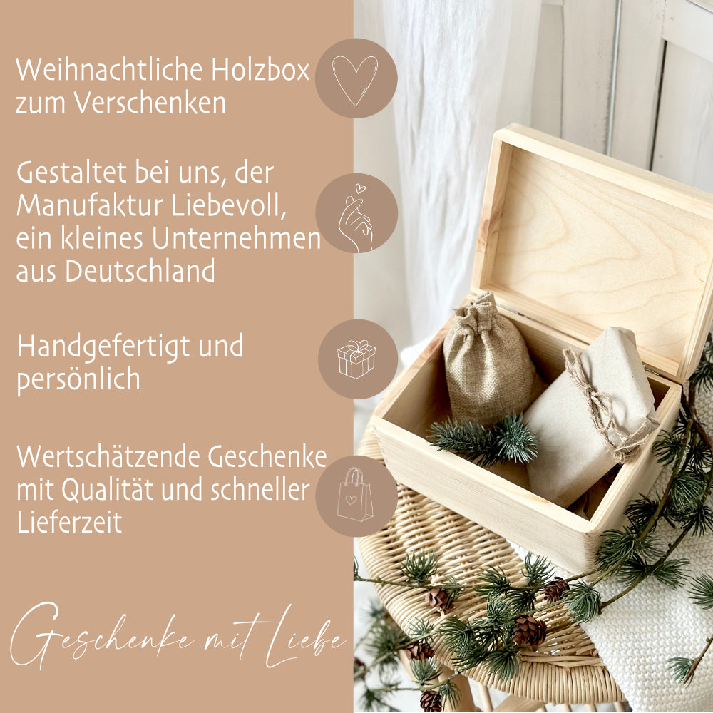 Holzbox Personalisiert Weihnachten Fuchs Geschenkbox Frohe Weihnachten Personalisierte Heiligabend für Kinder Fuchs Weihnachtsbox Holzkiste