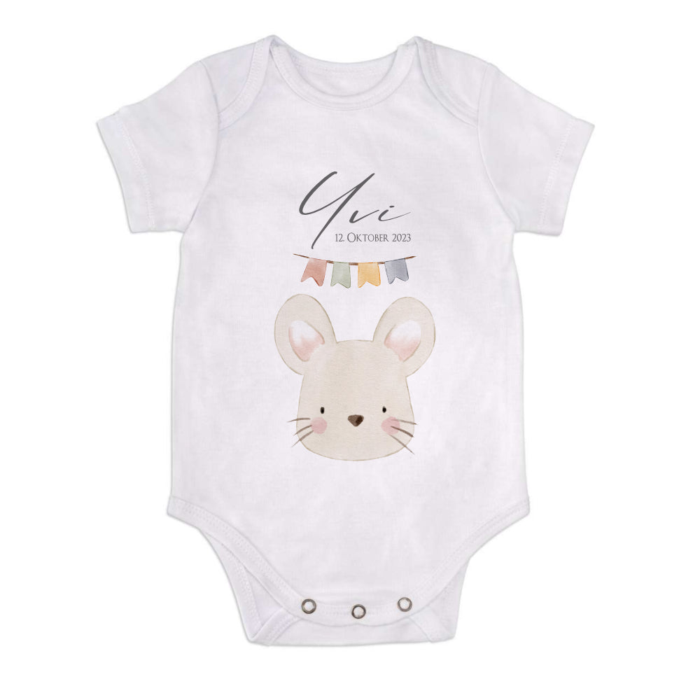 Personalisierter Babybody, Babygeschenk zur Geburt, Größe: 50/56, Motiv: Hase