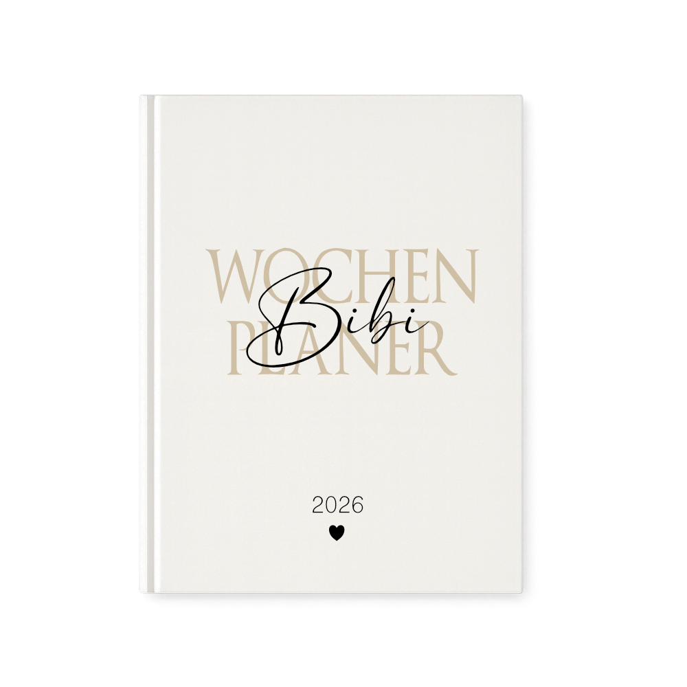 Personalisierter Terminplaner 2026 Din A5 | Hardcover Buchkalender mit Name | Weißes Cover, Modernes Design