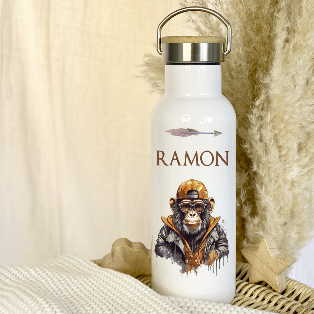 Kinder Trinkflasche Affe mit Namen als Geschenkidee