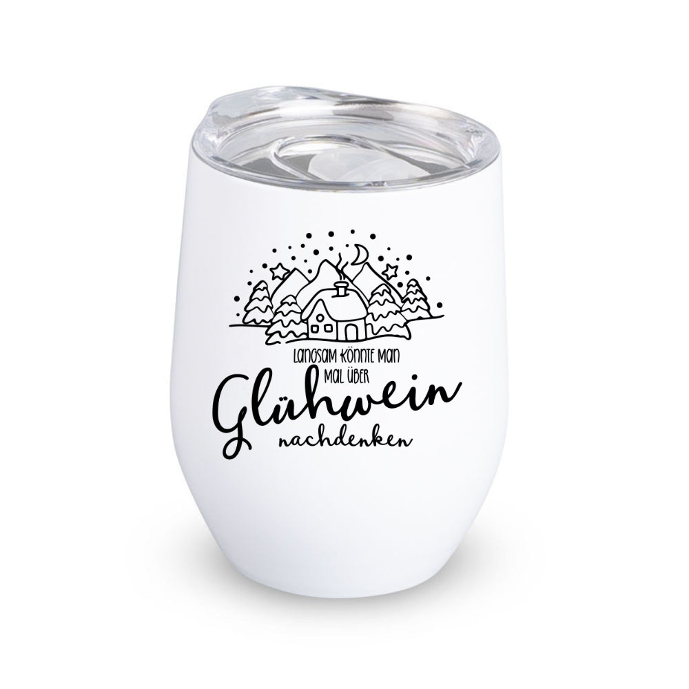 Glühweinbecher Edelstahl mit Deckel – Thermobecher Weihnachten | 350ml, 5 Motive