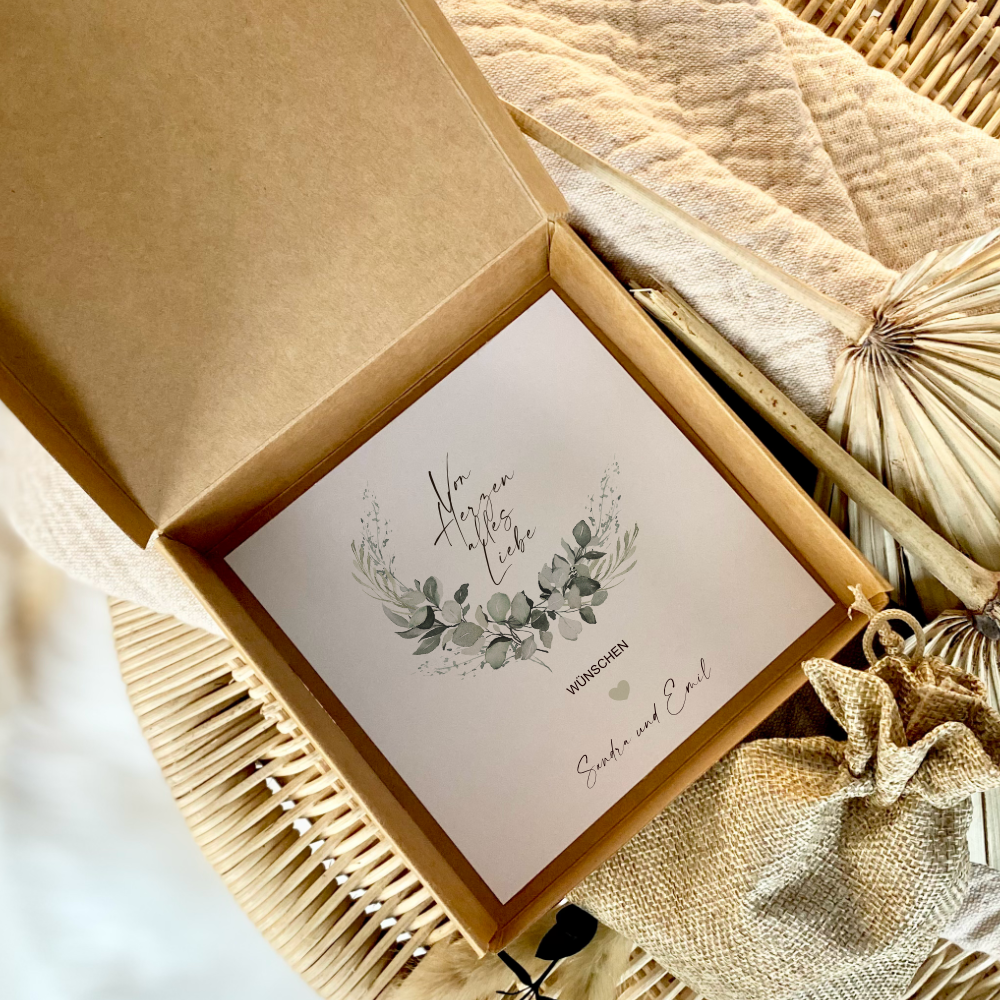 Personalisierte Geschenkverpackung zur Hochzeit, Individuelles Geldgeschenk inkl. Jutebeutel