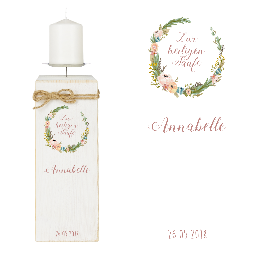 Besonderes und nachhaltiges Taufgeschenk | Einzigartiger personalisierter Kerzenständer aus Holz | Liebevolle Geschenkidee für die ewige Erinnerung