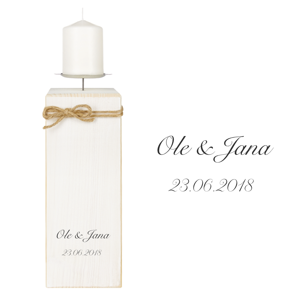 Schlichter Kerzenständer als Hochzeitsgeschenk für das Hochzeitspaar | Besonderes Geschenk zur Hochzeit aus Holz handgefertigt | Kerzenhalter mit Namen und Hochzeitsdatum gefertigt