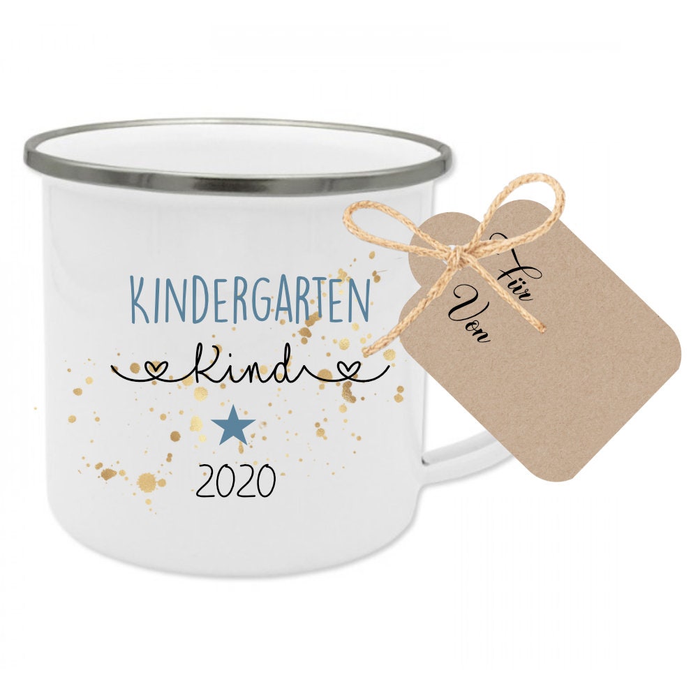 Tasse "Kindergartenkind" | Originelles Geschenk für Kinder, die in die Kita kommen | inkl. Geschenkanhänger | 2 Farbvarianten zur Auswahl