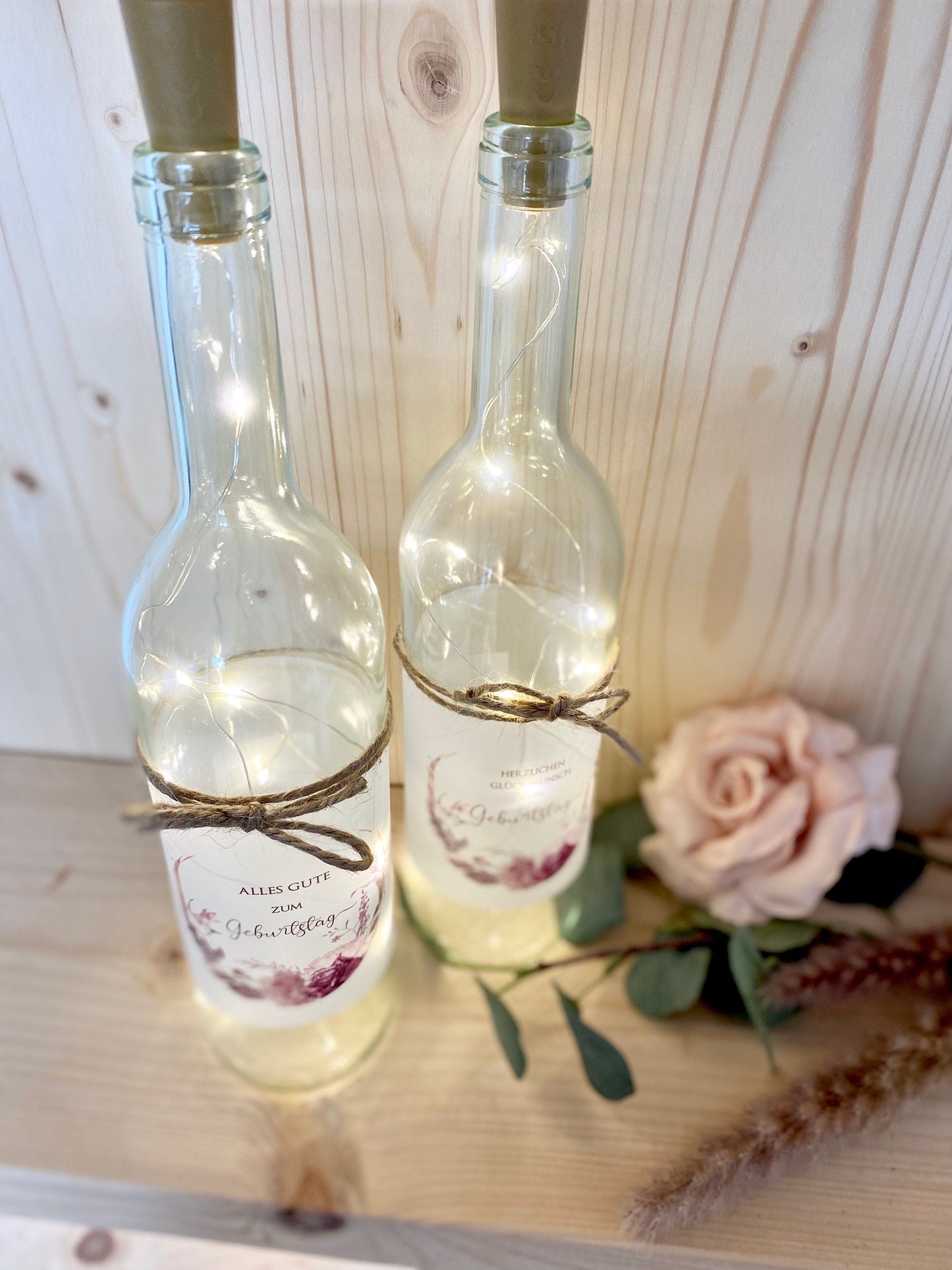 Flaschenlicht "Happy Birthday" | Originelles Geburtstagsgeschenk | Perfekt als Geldgeschenk | 3 Motivvarianten zur Auswahl