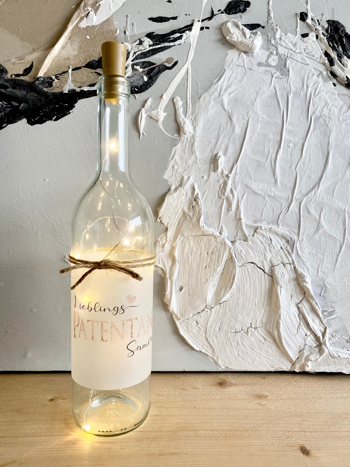 Flaschenlicht für die Patentante | Personalisiertes Geschenk mit Namen | 3 Produktvarianten zur Auswahl
