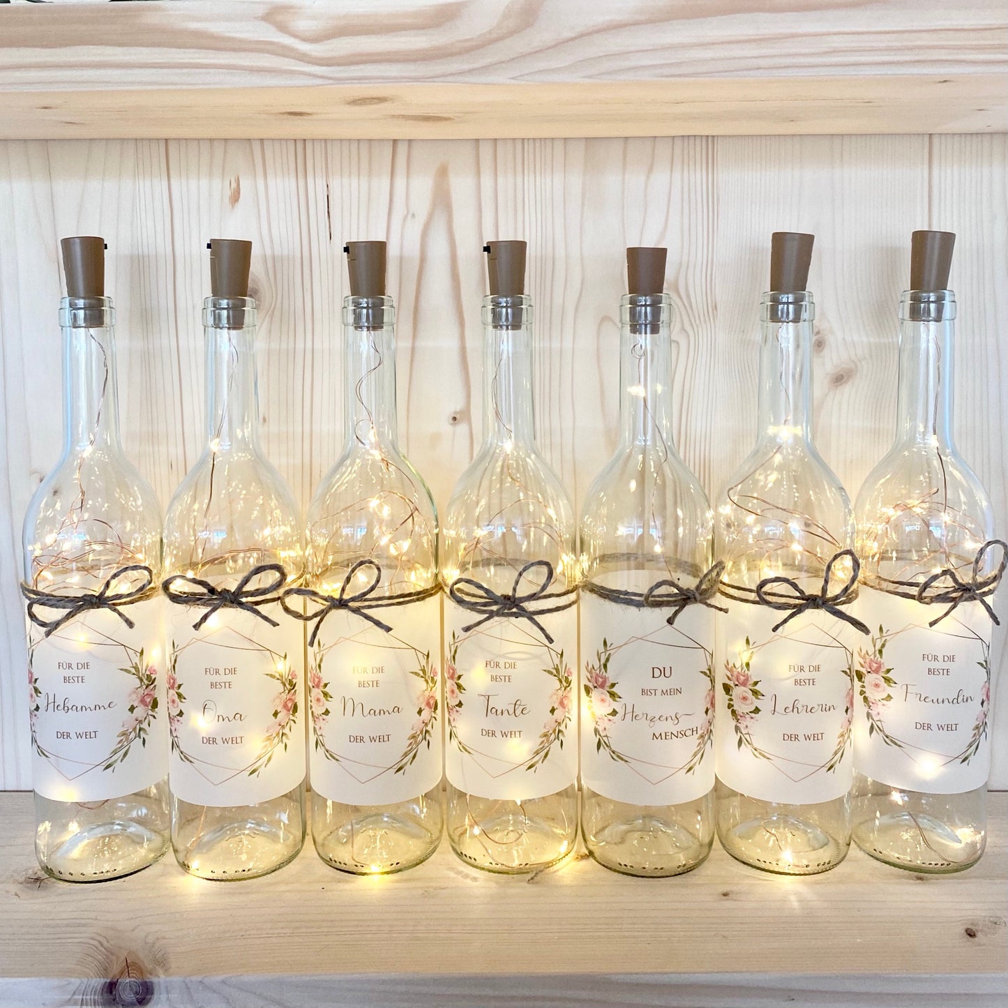 Flaschenlicht mit Spruch "Du bist mein Herzensmensch" | Perfektes Geschenk für einzigartige Menschen | 2 Motivvarianten zur Auswahl