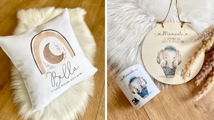 Baby, Geburt und Taufe. Personalisierte Babygeschenke.