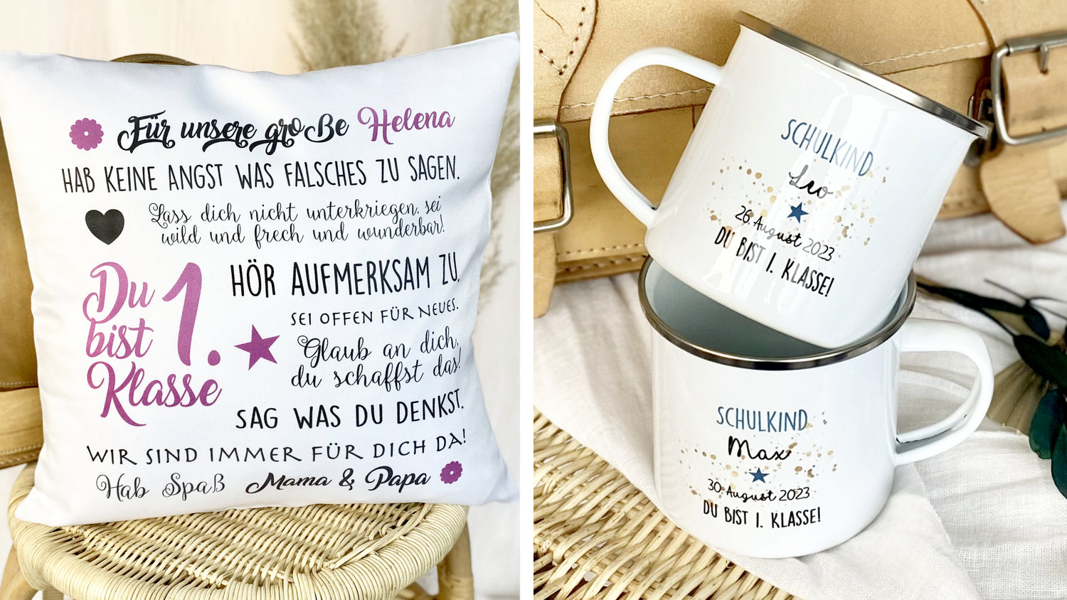 Personalisierte Geschenke zum Schulanfang. Geschenkideen für Mädchen und Jungen zur Einschulung.