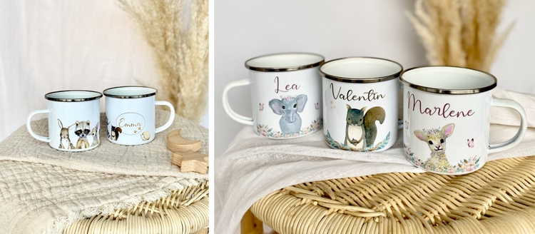 Personalisierte Kindertassen mit Namen.