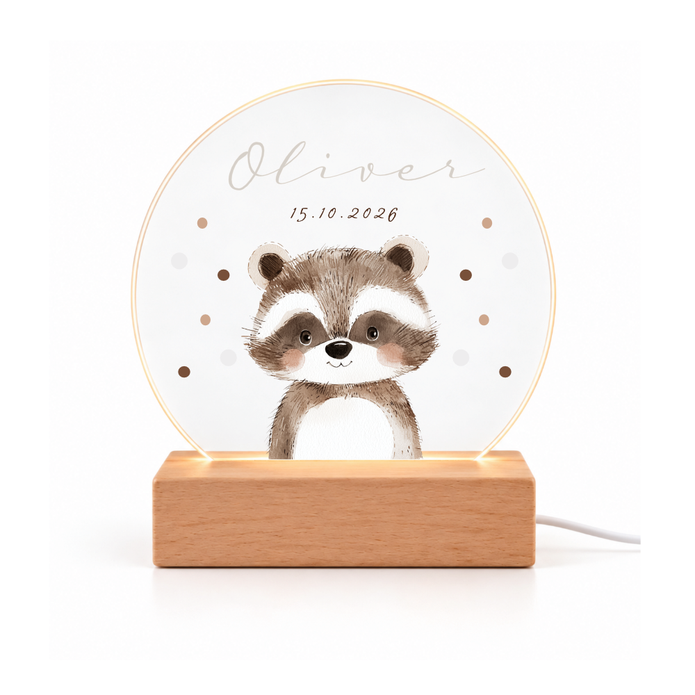 Nachtlicht personalisiert mit Namen & Tiermotiv – LED optional