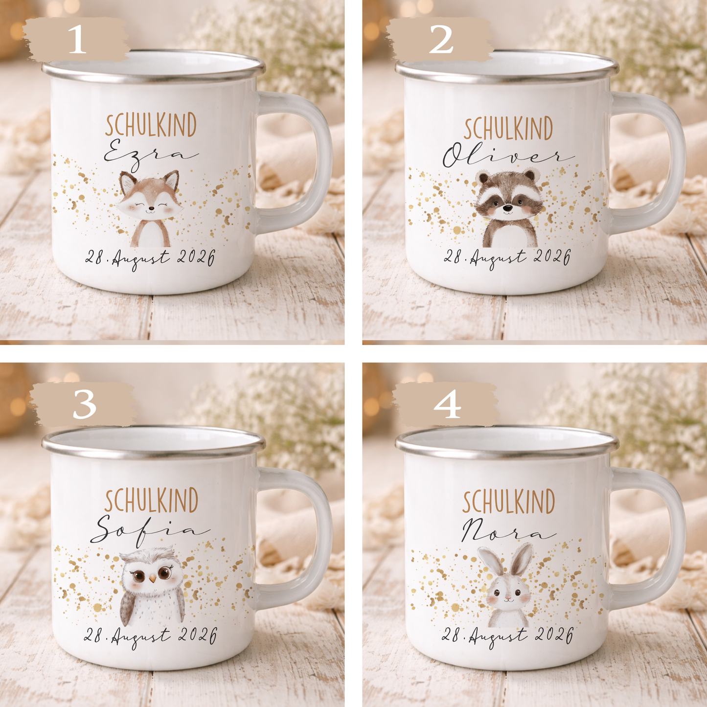 Einschulung Geschenk Schulkind 2026 I Personalisierte Kinder Tasse mit Namen viele Motive I Mädchen Einschulung Junge Geschenk Schulstart