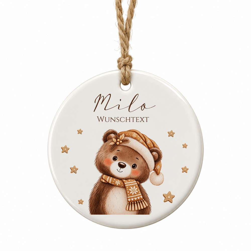 Weihnachtsanhänger aus Keramik personalisiert mit Namen – 6 Tiermotive