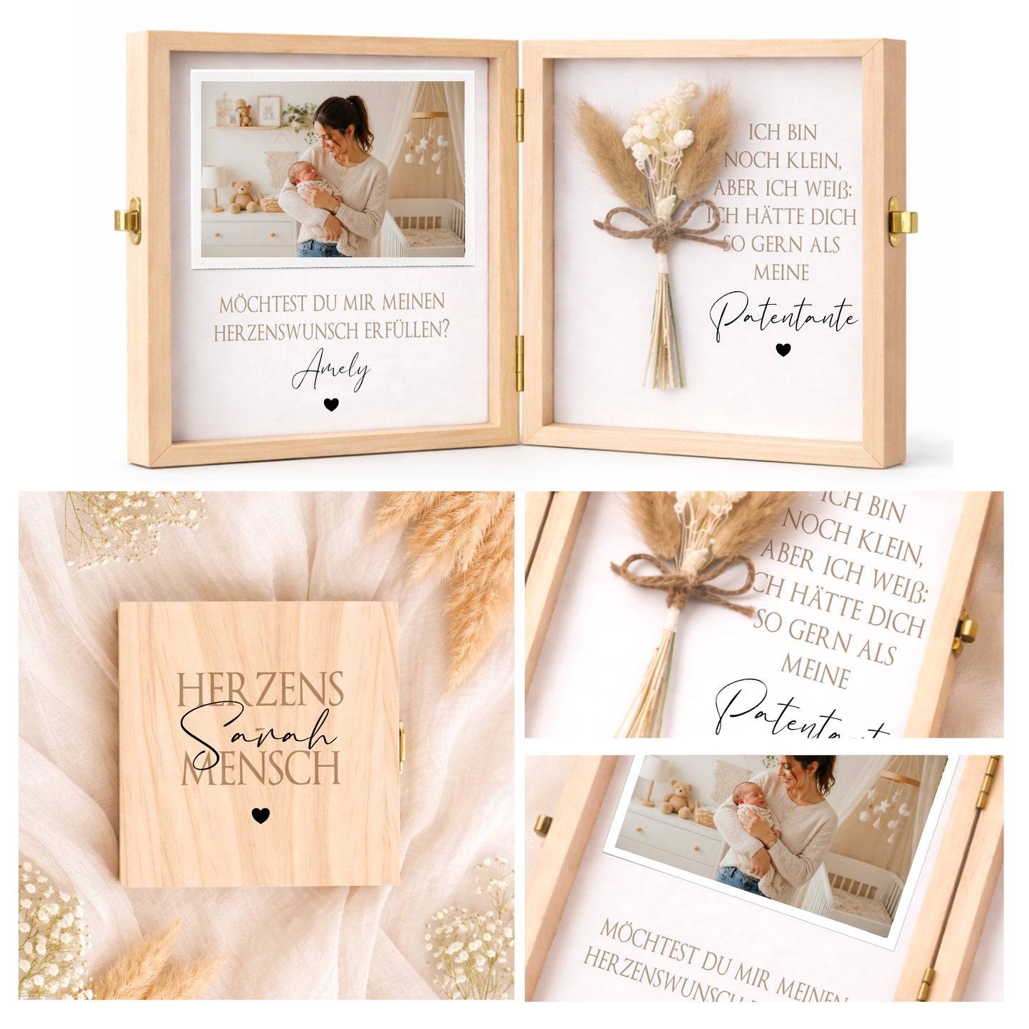 Taufe Geschenk Patentante - Patenonkel fragen | Personalisierte Holzbox mit Namen | Willst du meine Patentante / mein Patenonkel werden