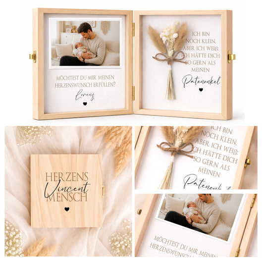 Taufe Geschenk Patentante - Patenonkel fragen | Personalisierte Holzbox mit Namen | Willst du meine Patentante / mein Patenonkel werden