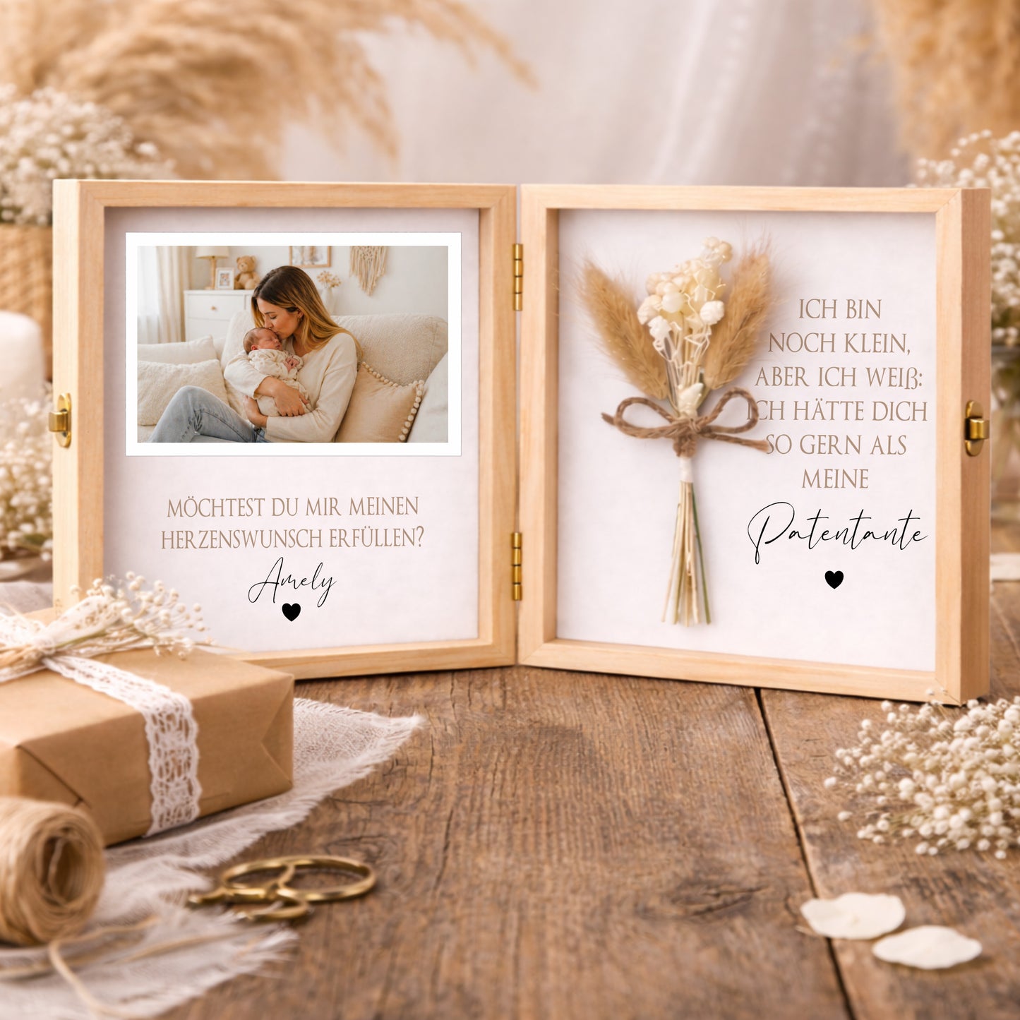 Taufe Geschenk Patentante - Patenonkel fragen | Personalisierte Holzbox mit Namen | Willst du meine Patentante / mein Patenonkel werden