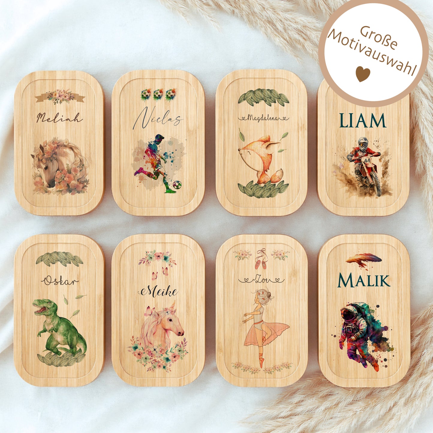 Brotdose "Fee" wählbar in Edelstahl mit Bambusdeckel und Namen für Mädchen | Brotbox Elfe | Personalisiertes Geschenk für Kinder