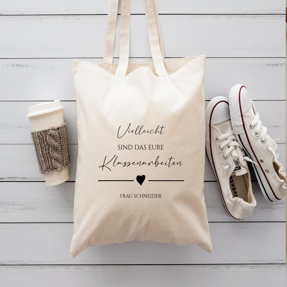 Stoffbeutel "Klassenarbeiten" Abschiedsgeschenk Lehrerin Tasche mit Namen Lehrerin Geschenk Geburtstag