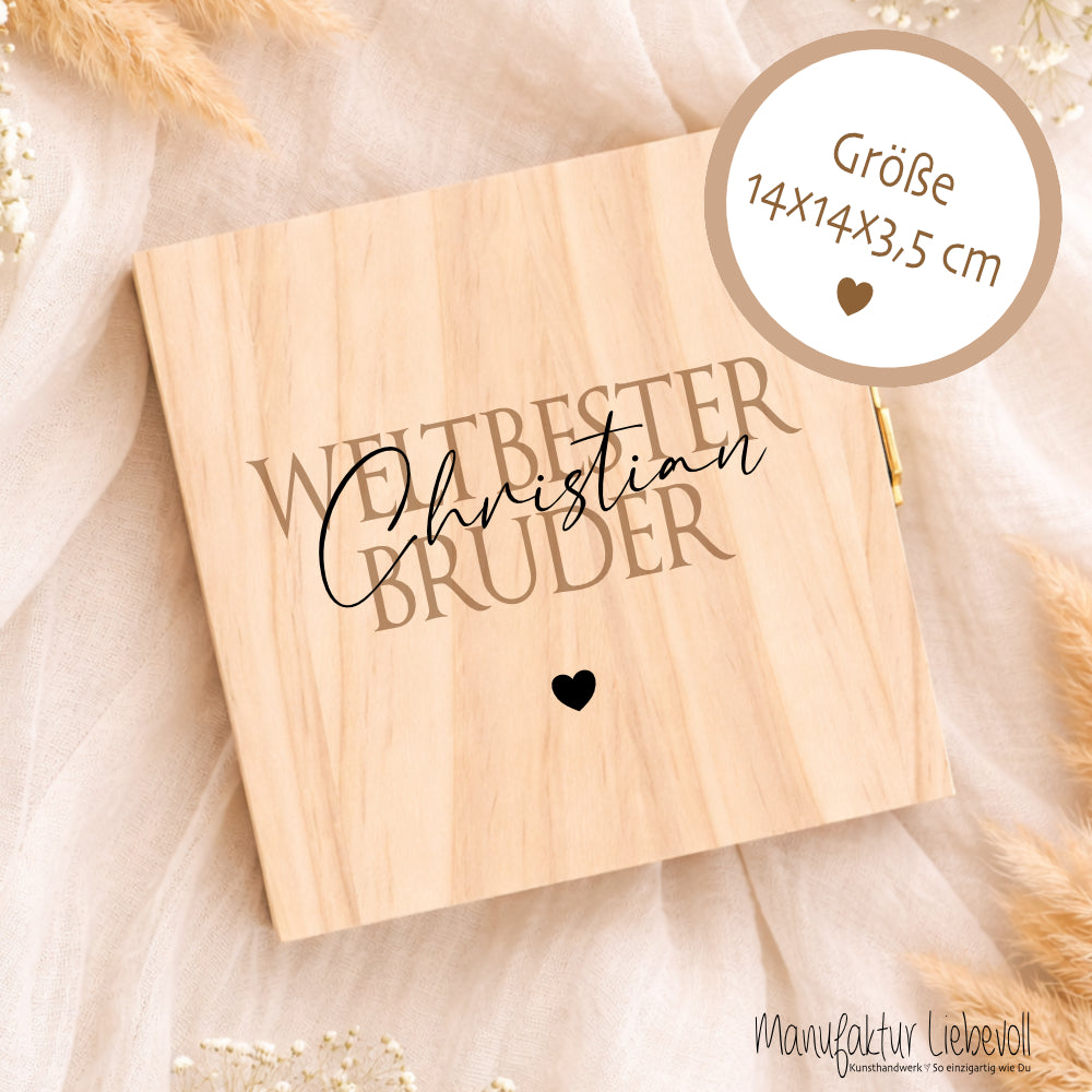 Geschenk Schwester Bruder personalisiert | Geschwister Geschenk Geburtstag Weihnachten | Fotogeschenk Holzbox mit Namen und Spruch