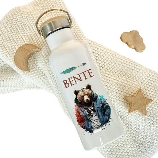 Kinder Trinkflasche Bär als Geschenkidee für Jungen mit Namen
