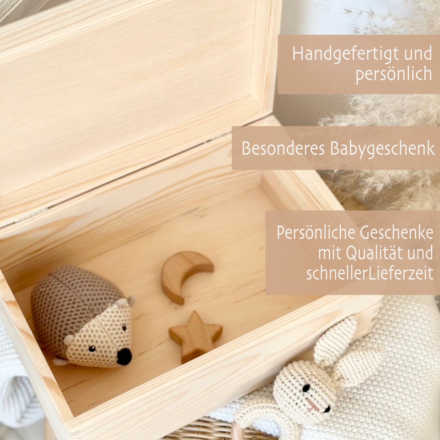 Erinnerungsbox Baby Personalisiert Baby Erinnerungskiste aus Holz Babygeschenk Geschenk zur Geburt Taufe Geburtsgeschenk Taufgeschenk Mädchen Junge
