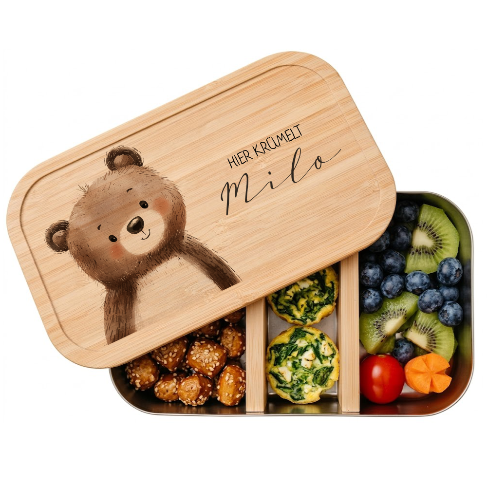 Brotdose mit Namen personalisiert Waldtiere | Lunchbox Kinder Kindergarten Schule S & M | Frühstücksdose Mädchen Jungen | Geschenk Einschulung
