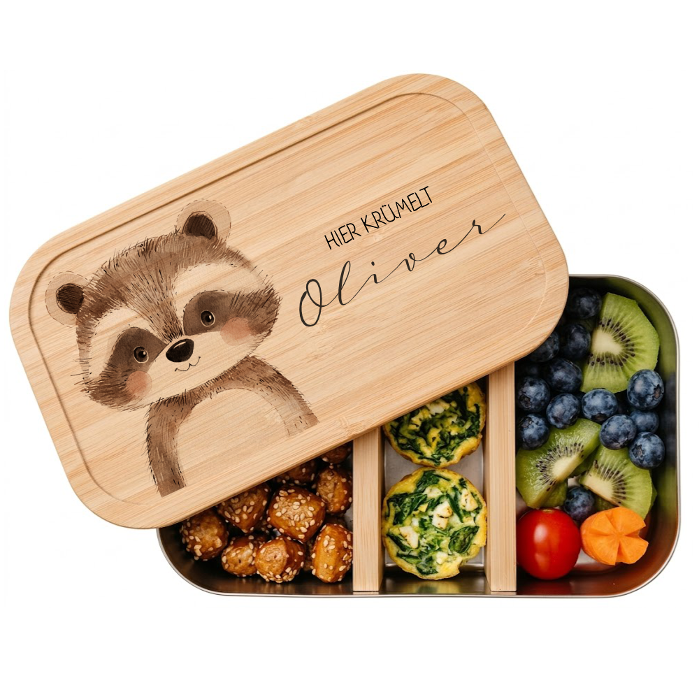 Brotdose mit Namen personalisiert Waldtiere | Lunchbox Kinder Kindergarten Schule S & M | Frühstücksdose Mädchen Jungen | Geschenk Einschulung