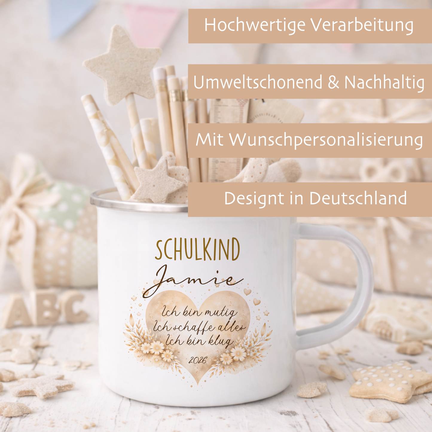 Einschulung Geschenk Schulkind 2026 I Personalisierte Kinder Tasse mit Namen viele Motive I Mädchen Einschulung Junge Geschenk Schulstart