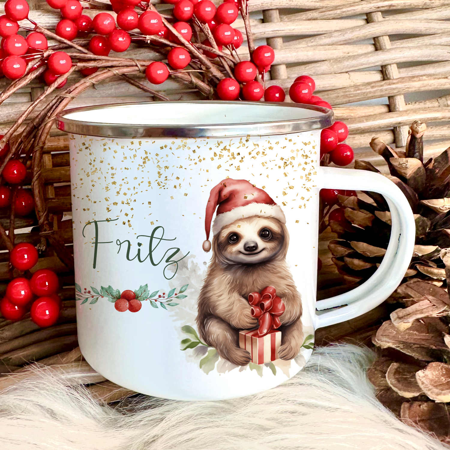 Kinder Tasse mit Namen als Nikolaus Weihnachtsgeschenk