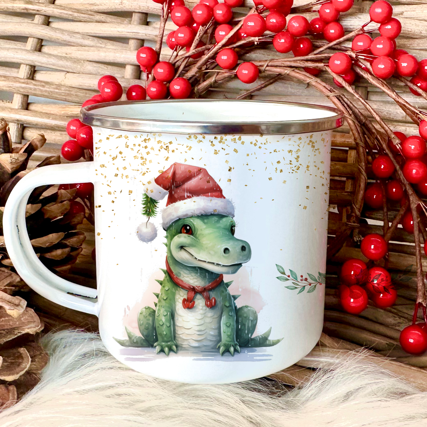 Dino Kindertasse mit Namen als Geschenk Nikolaus Weihnachten für Jungen