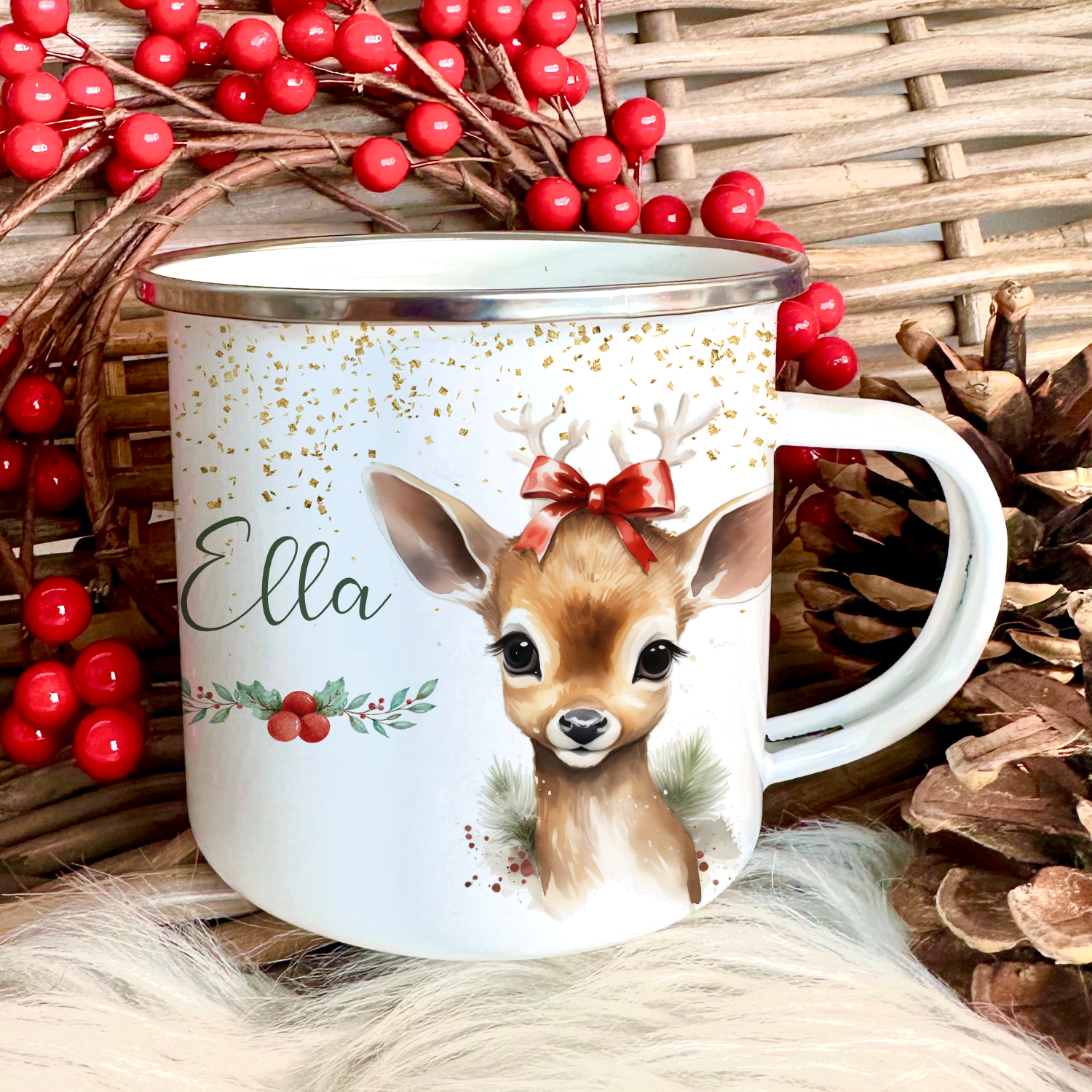 Kinder Tasse mit Namen als Nikolaus Weihnachtsgeschenk