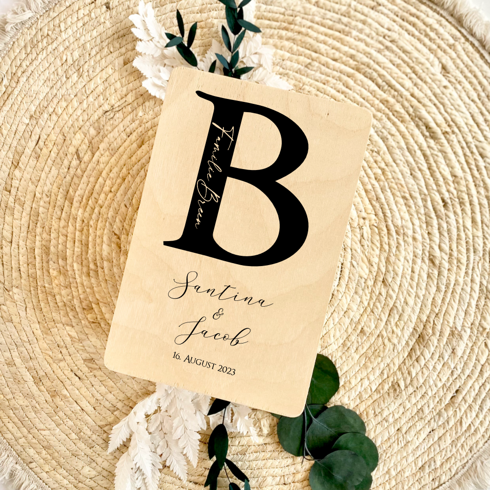 Personalisierte Erinnerungskiste zur Hochzeit mit Monogram, Holzbox, Hochzeitsgeschenk