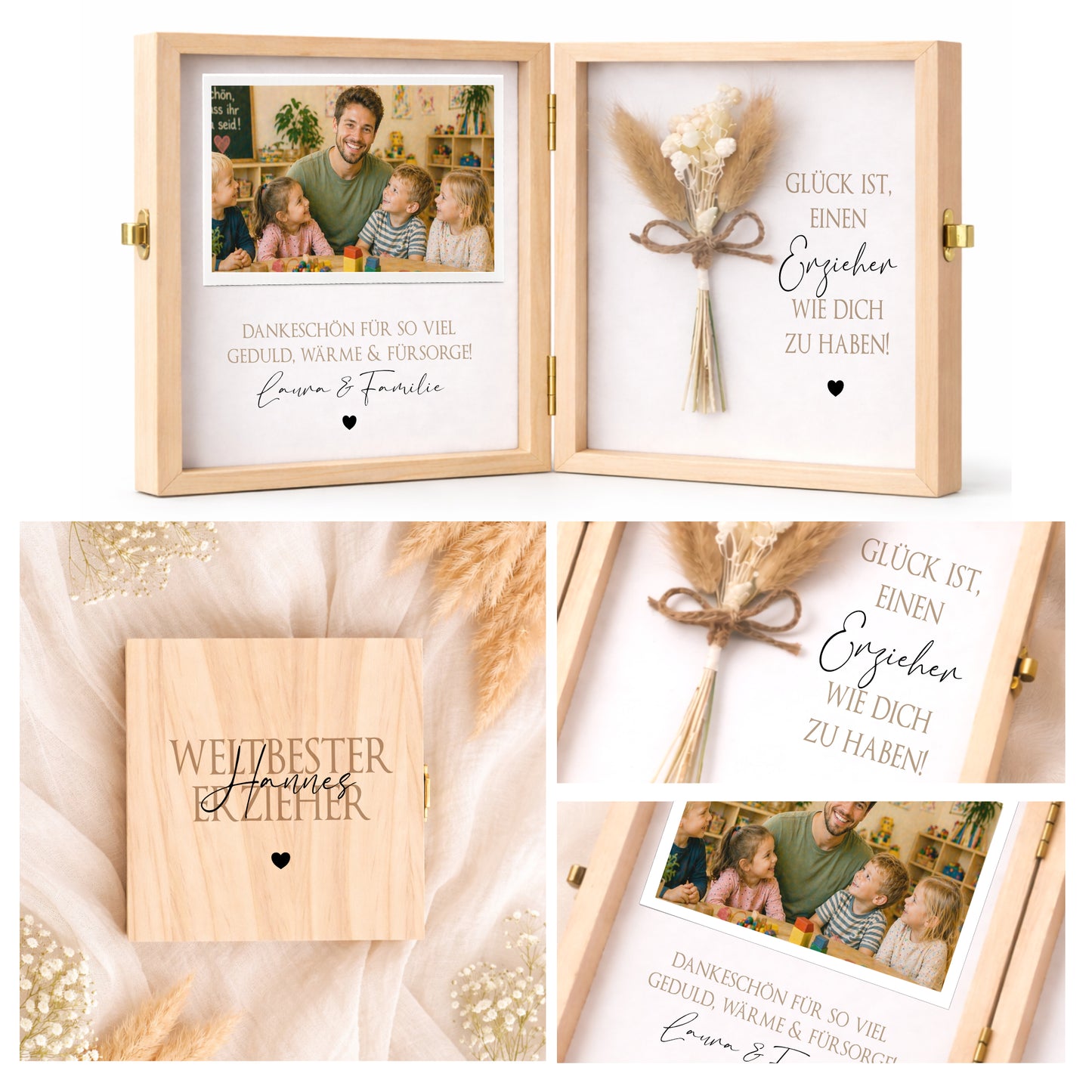 Erzieherin Geschenk personalisiert | Abschiedsgeschenk Kita Kindergarten | Danke Geschenk Erzieherin Holzbox Dankeschön mit Namen des Kind