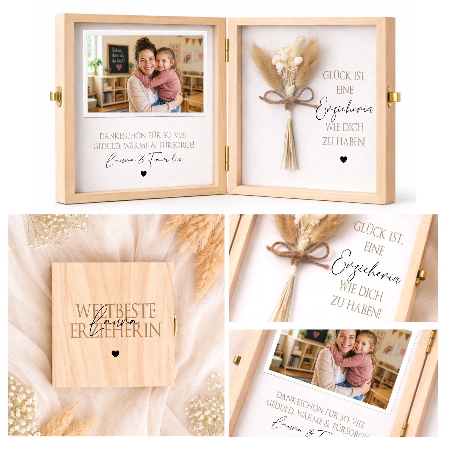 Erzieherin Geschenk personalisiert | Abschiedsgeschenk Kita Kindergarten | Danke Geschenk Erzieherin Holzbox Dankeschön mit Namen des Kind