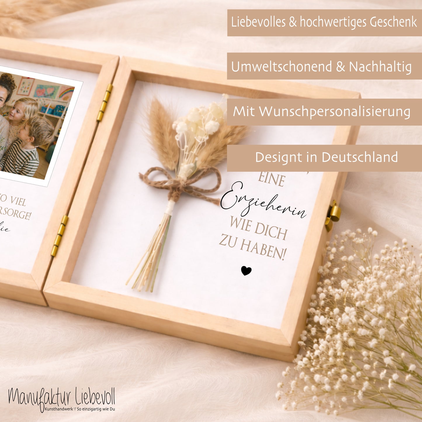 Erzieherin Geschenk personalisiert | Abschiedsgeschenk Kita Kindergarten | Danke Geschenk Erzieherin Holzbox Dankeschön mit Namen des Kind