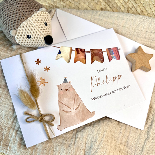 Geld Geschenk Karte zur Geburt Taufe mit Namen