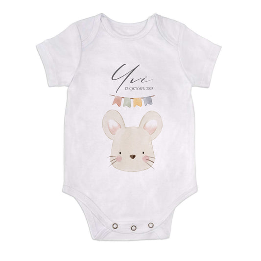 Personalisierter Babybody, Babygeschenk zur Geburt, Größe: 50/56, Motiv: Hase