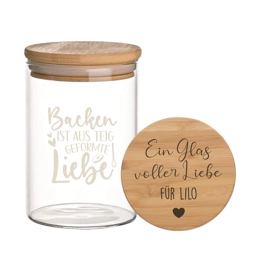 Personalisiertes Geschenk, Keksglas mit Namen, Glas mit Holzdeckel