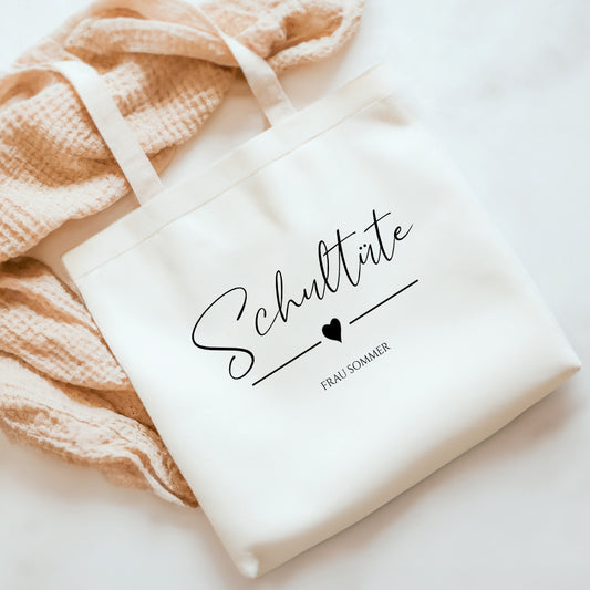 Stoffbeutel "Schultüte" Abschiedsgeschenk Lehrerin Tasche mit Namen Lehrerin Geschenk Geburtstag