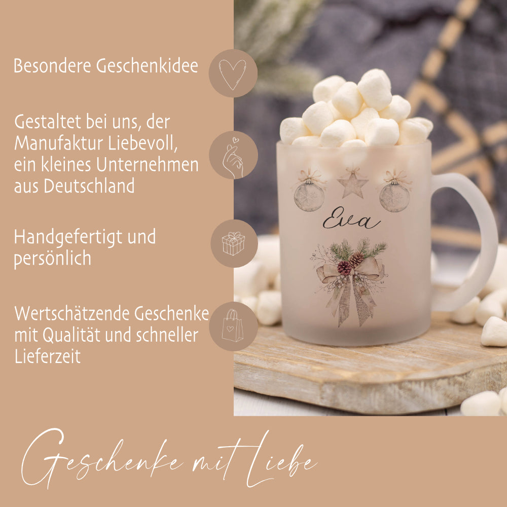 Tasse Weihnachten Personalisiert Glastasse Weihnachtsgeschenk Glühweintasse Weihnachtspunsch Name Geschenk Nikolaus | Große Motivauswahl