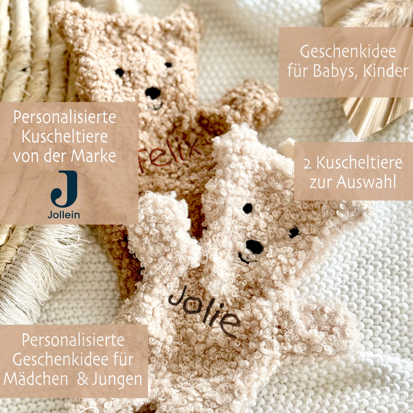 Schmusetuch Teddy Schmusetier Baby Kuscheltuch Teddy Babygeschenk Geburt Baby personalisiert Schnuffeltuch