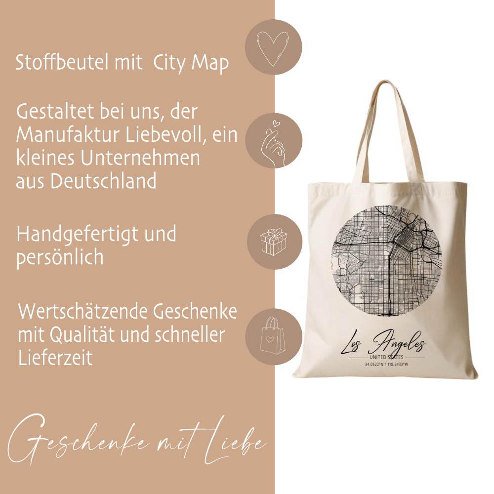 Stoffbeutel City Map mit 23 Städten zur Auswahl ... New York London Berlin Paris uvm.