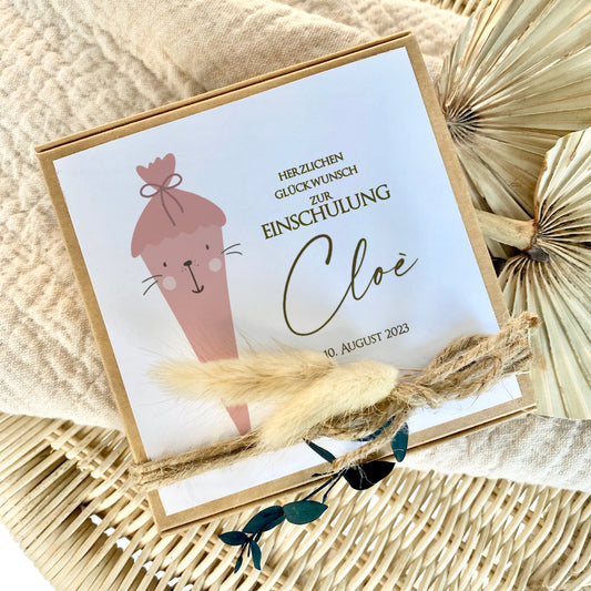 Personalisierte Geschenkbox zur Einschulung, Geschenkschachtel für Erstklässler, Geschenkverpackung zum Schulanfang
