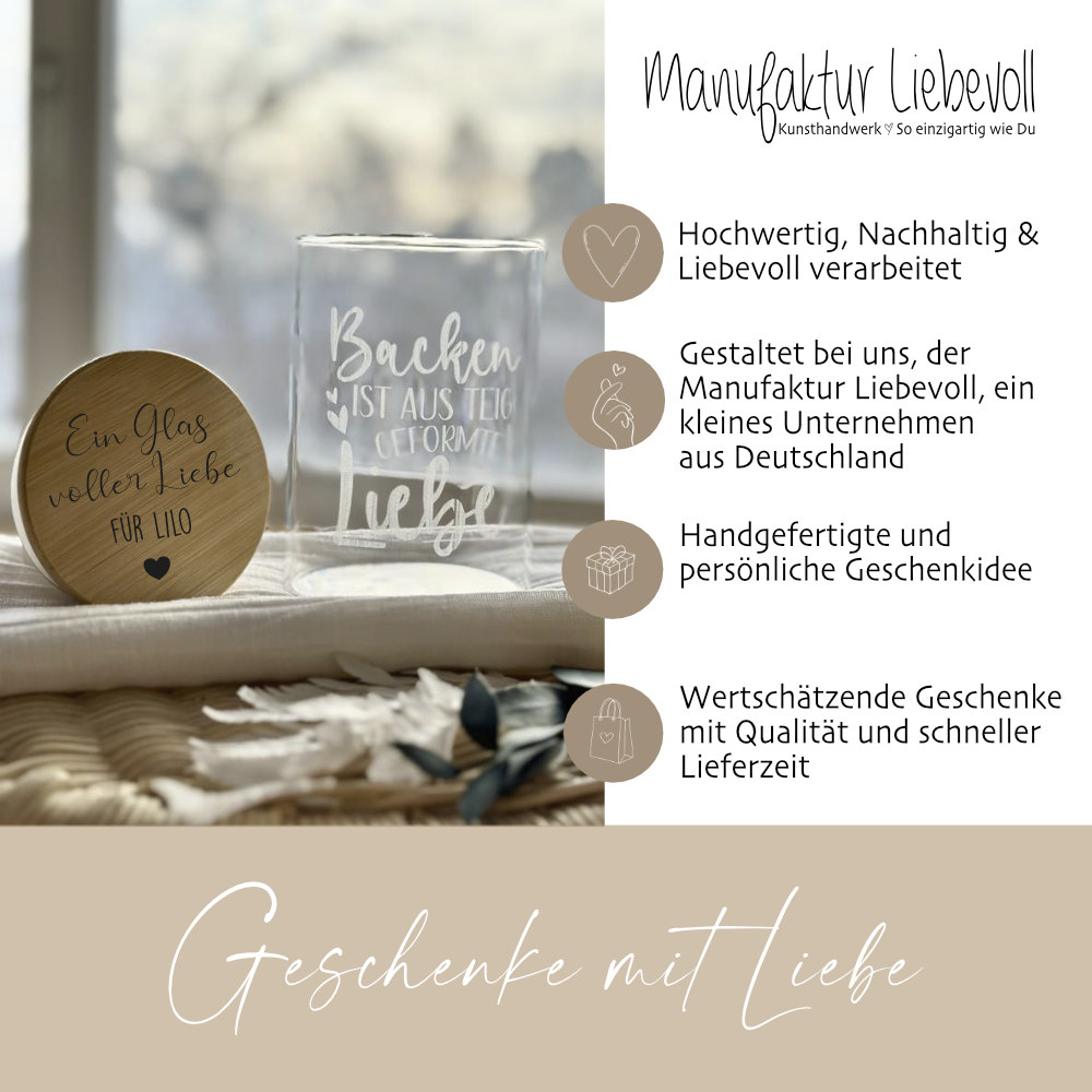 Personalisiertes Geschenk, Keksglas mit Namen, Glas mit Holzdeckel