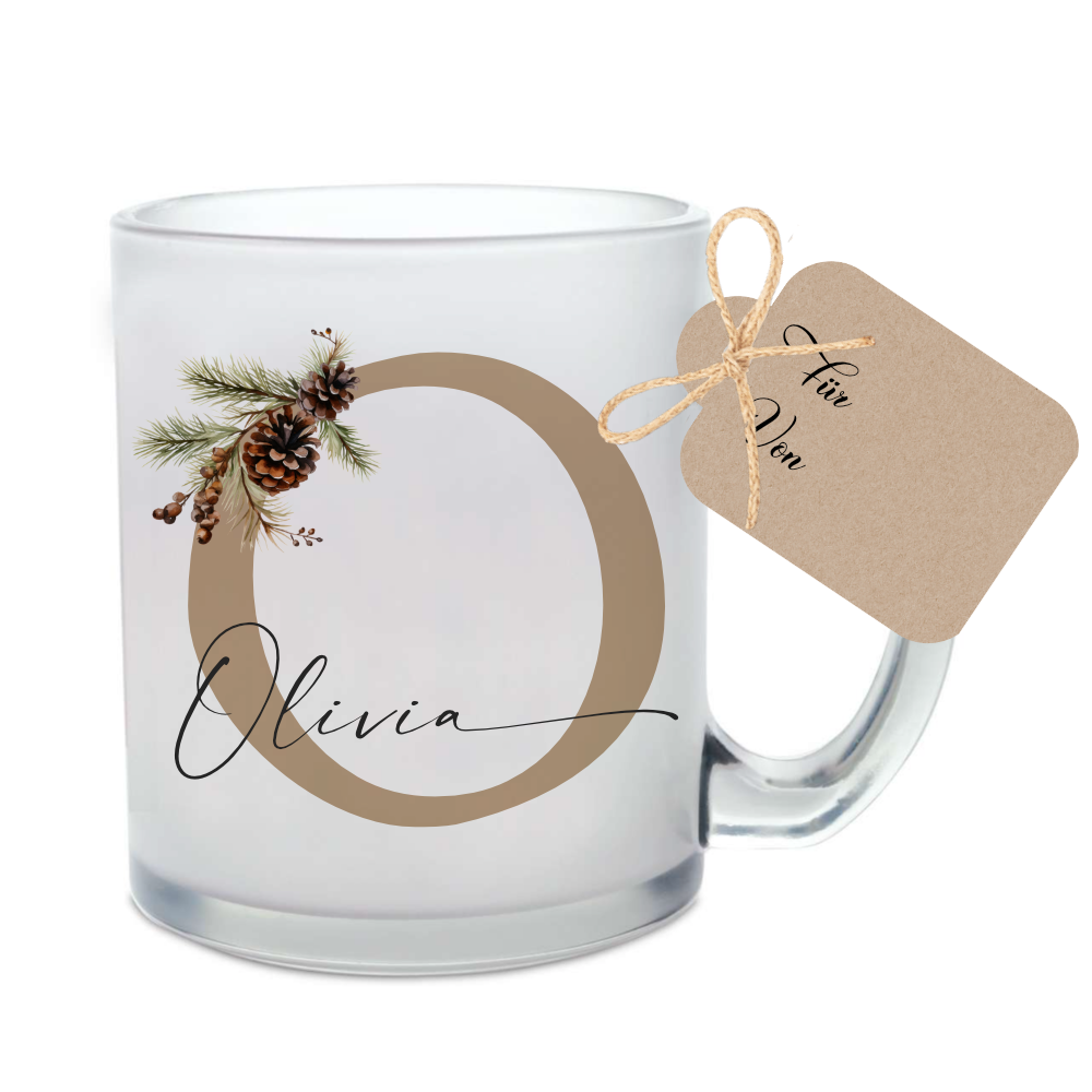 Glas Tasse mit Namen als Weihnachtsgeschenk für Sie und Ihn