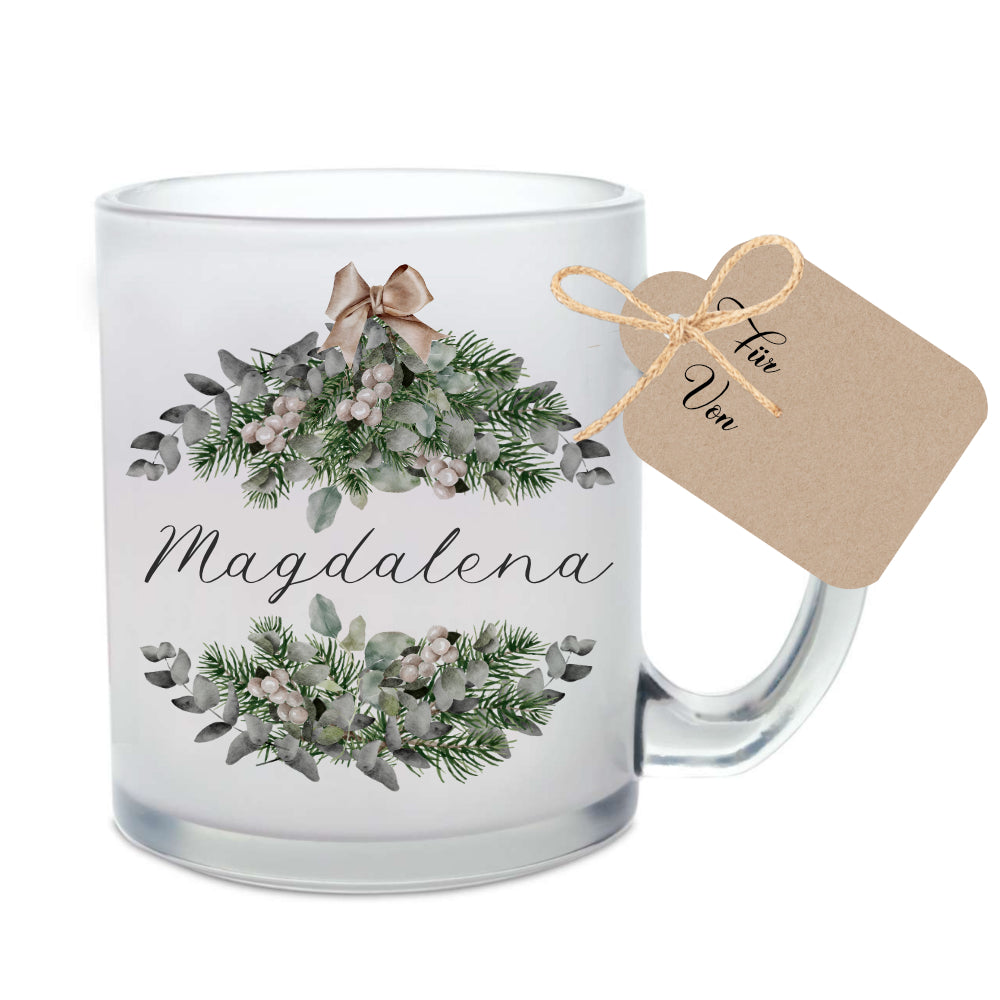 Tasse Weihnachten Personalisiert Glastasse Weihnachtsgeschenk Glühweintasse Weihnachtspunsch Name Geschenk Nikolaus | Große Motivauswahl