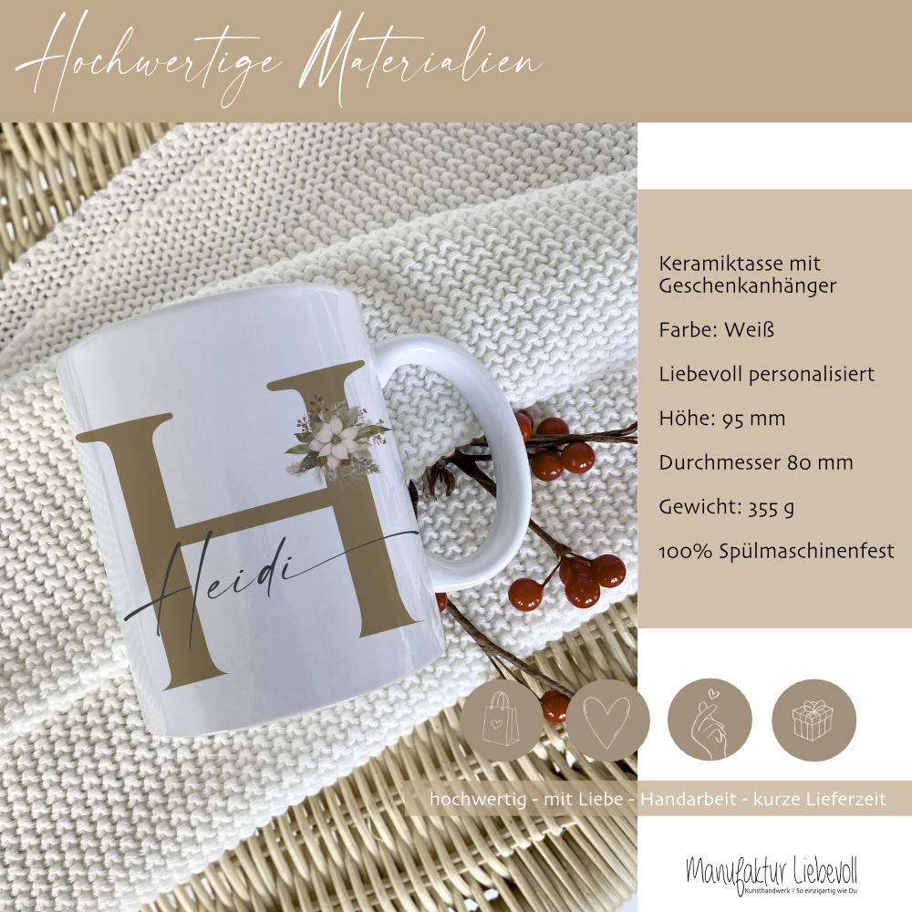 Personalisierte Weihnachtstasse mit Namen als Geschenkidee für Frauen & Männer