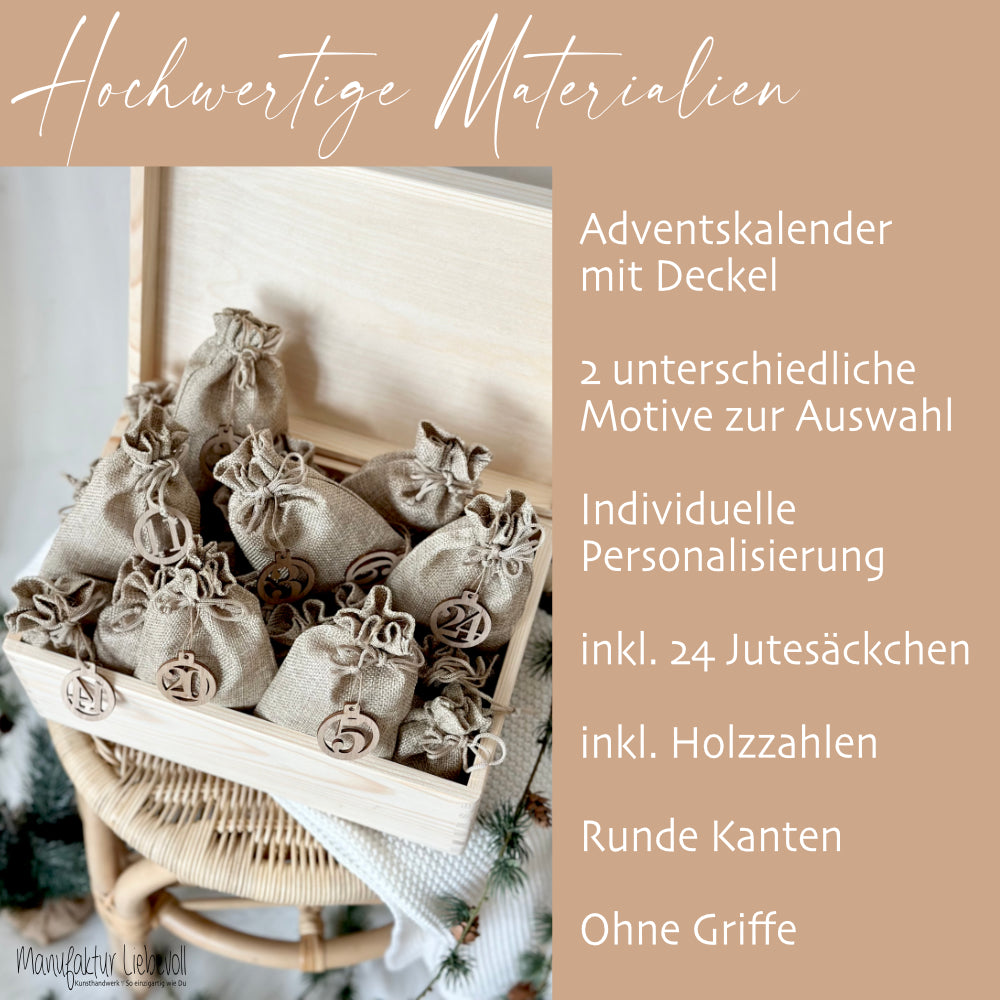 Adventskalender "Auto", Personalisierte Adventskiste zum Befüllen für die Weihnachtszeit